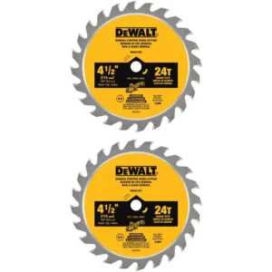 DEWALT ATOMIC 4-1/2 in. 24-Tooth Circular Saw Blade (2-Pack)