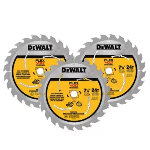 DEWALT FLEXVOLT 7-1/4 in. 24-Teeth Carbide-Tipped Circular Saw Blade (3-Pack)