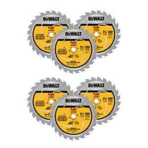 DEWALT FLEXVOLT 7-1/4 in. 24-Teeth Carbide-Tipped Circular Saw Blade (6-Pack)