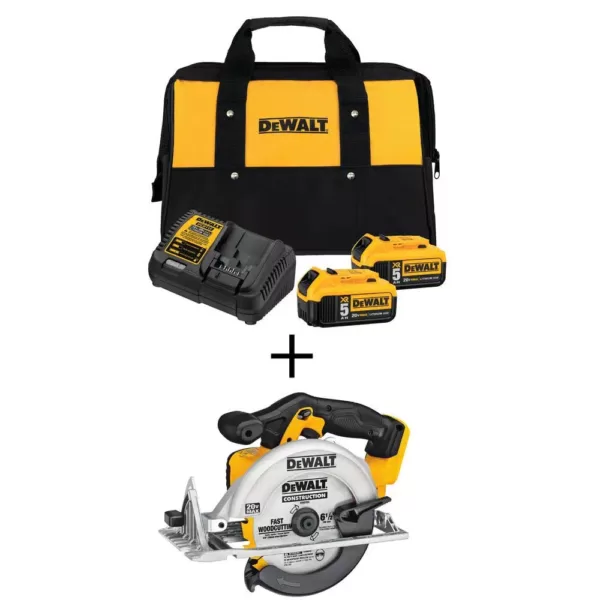 DEWALT 20-Volt MAX Cordless 6-1/2 in. Circular Saw with (2) 20-Volt Batteries 5.0Ah & Charger