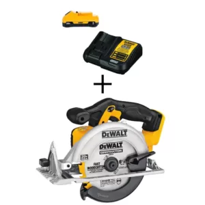 DEWALT 20-Volt MAX Cordless 6-1/2 in. Circular Saw with (1) 20-Volt Battery 3.0Ah & Charger