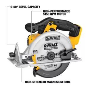 DEWALT 20-Volt MAX Cordless 6-1/2 in. Circular Saw with (1) 20-Volt Battery 3.0Ah