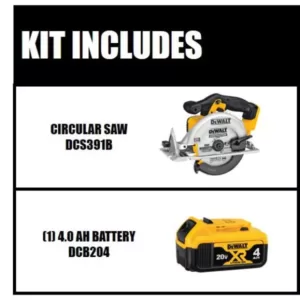 DEWALT 20-Volt MAX Cordless 6-1/2 in. Circular Saw with (1) 20-Volt Battery 4.0Ah