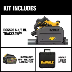 DEWALT FLEXVOLT 60-Volt MAX Cordless Brushless 6-1/2 in. Track Saw with (1) FLEXVOLT 6.0Ah Battery