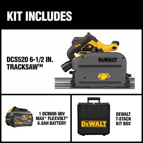 DEWALT FLEXVOLT 60-Volt MAX Cordless Brushless 6-1/2 in. Track Saw with (1) FLEXVOLT 6.0Ah Battery