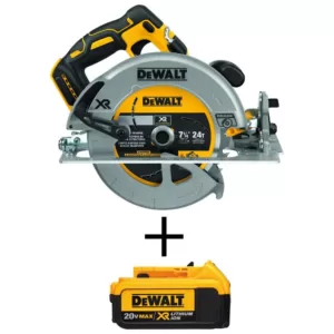 DEWALT 20-Volt MAX XR Cordless Brushless 7-1/4 in. Circular Saw with (1) 20-Volt Battery 4.0Ah