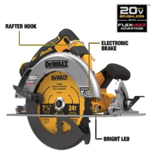 DEWALT 20-Volt MAX Cordless Brushless 7-1/4 in. Circular Saw with FLEXVOLT ADVANTAGE (Tool Only)