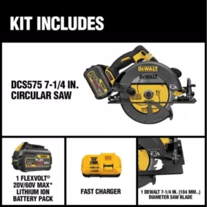 DEWALT FLEXVOLT 60-Volt MAX Cordless Brushless 7-1/4 in. Circular Saw with (1) FLEXVOLT 6.0Ah Battery