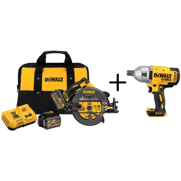 DEWALT FLEXVOLT 60-Volt MAX Cordless Brushless 7-1/4 in. Circular Saw, (2) FLEXVOLT 6.0Ah Batteries & 1/2 in. Impact Wrench