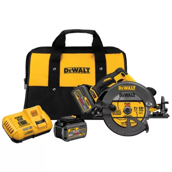 DEWALT FLEXVOLT 60-Volt MAX Cordless Brushless 7-1/4 in. Circular Saw, (2) FLEXVOLT 6.0Ah Batteries & 1/2 in. Impact Wrench