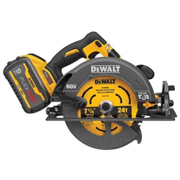 DEWALT FLEXVOLT 60-Volt MAX Cordless Brushless 7-1/4 in. Circular Saw with Brake with (1) FLEXVOLT 9.0Ah Battery