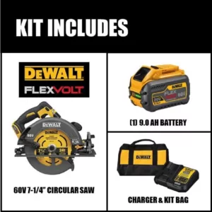 DEWALT FLEXVOLT 60-Volt MAX Cordless Brushless 7-1/4 in. Circular Saw with Brake with (1) FLEXVOLT 9.0Ah Battery