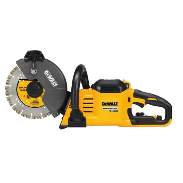 DEWALT FLEXVOLT 60-Volt MAX Brushless 9 in. Cut-Off Construction Saw, (2) FLEXVOLT 9.0Ah Batteries & 4-1/2 in. Angle Grinder