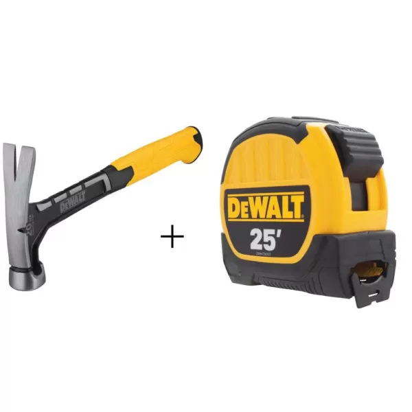 DEWALT 20 oz. Hammer with Bonus 25 ft. Tape Measure