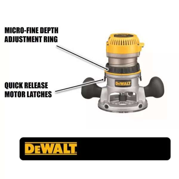 DEWALT 12 Amp Corded 2-1/4 Horsepower Electronic Variable Speed Fixed Base Router with Soft Start