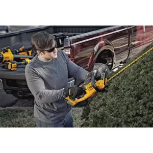 DEWALT 22 in. 20V MAX Lithium-Ion Cordless Hedge Trimmer with (1) 5.0Ah Battery, Charger and Bonus Handheld Leaf Blower