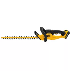 DEWALT 22 in. 20V MAX Lithium-Ion Cordless Hedge Trimmer with (1) 5.0Ah Battery, Charger and Bonus Handheld Leaf Blower