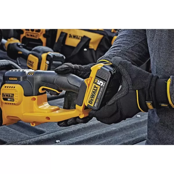 DEWALT 22 in. 20V MAX Lithium-Ion Cordless Hedge Trimmer with (1) 5.0Ah Battery, Charger and Bonus Handheld Leaf Blower