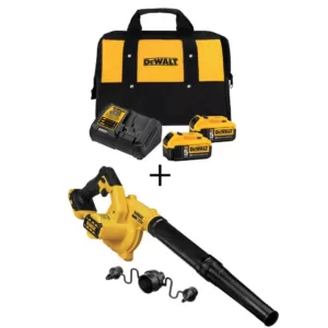 DEWALT 20-Volt MAX Cordless Compact Jobsite Blower 135 MPH 100 CFM with (2) 20-Volt 5.0Ah Batteries & Charger