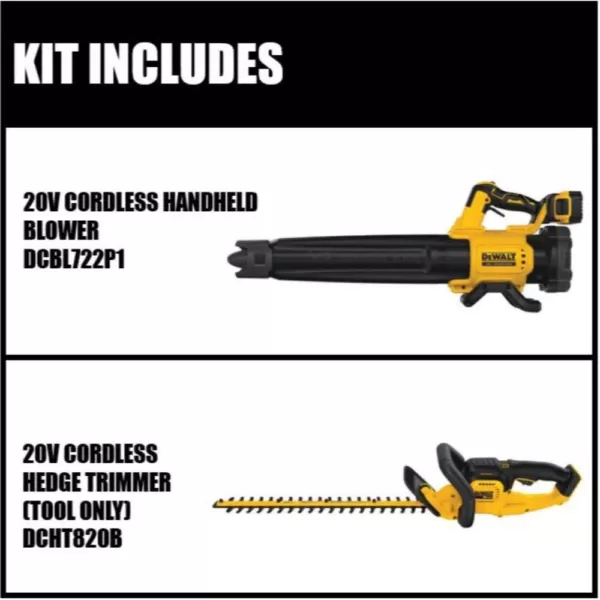 DEWALT 125 MPH 450 CFM 20V MAX Cordless Brushless Blower w/(1) 5.0Ah Battery & Charger w/ Bonus 22 in 20V Trimmer (Tool Only)