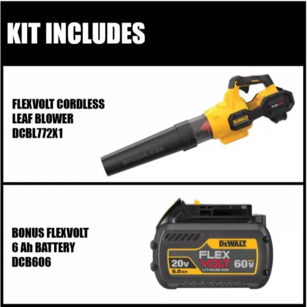 DEWALT 125 MPH 600 CFM Flexvolt 60V MAX Lithium-Ion Cordless Axial Blower (Tool Only) with Bonus (1) FLEXVOLT 60V 3.0Ah Battery