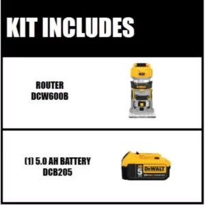 DEWALT 20-Volt MAX XR Cordless Brushless Compact Router with (1) 20-Volt Battery 5.0Ah