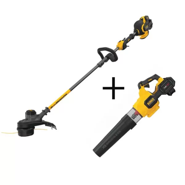 DEWALT 15 in. 60V MAX Cordless FLEXVOLT Brushless String Grass Trimmer with Bonus 125 MPH 600 CFM Blower (Tool Only)