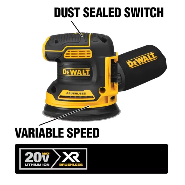 DEWALT 20-Volt MAX XR Cordless Brushless 5 in. Random Orbital Sander with (1) 20-Volt Battery 3.0Ah