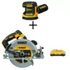 DEWALT 20-Volt MAX XR Cordless Brushless 5 in. Random Orbital Sander with 7-1/4 in. Circular Saw & (1) 20-Volt Battery 4.0Ah