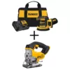 DEWALT 20-Volt MAX XR Cordless Brushless 5 in. Random Orbital Sander with (1) 20-Volt Battery 2.0Ah & Jigsaw