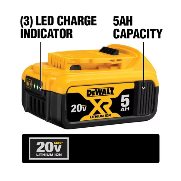 DEWALT 20-Volt MAX XR Cordless Brushless 5 in. Random Orbital Sander with (1) 20-Volt Battery 5.0Ah & Charger