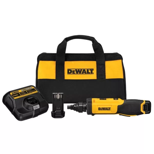 DEWALT 8-Volt MAX Cordless Gyroscopic Screwdriver with Conduit Reamer, (2) 1.0Ah Batteries, Charger & Bag