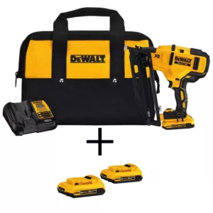 DEWALT Cordless 20-Volt Max 16-Gauge Angled Finish Nailer Kit with Bonus 20-Volt MAX XR Lithium-Ion 2.0Ah Battery 2-Pack