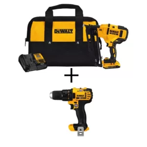 DEWALT 20-Volt MAX 16-Gauge Cordless Angled Nailer Kit with Bonus Bare 20-Volt MAX Cordless Compact Drill/Driver