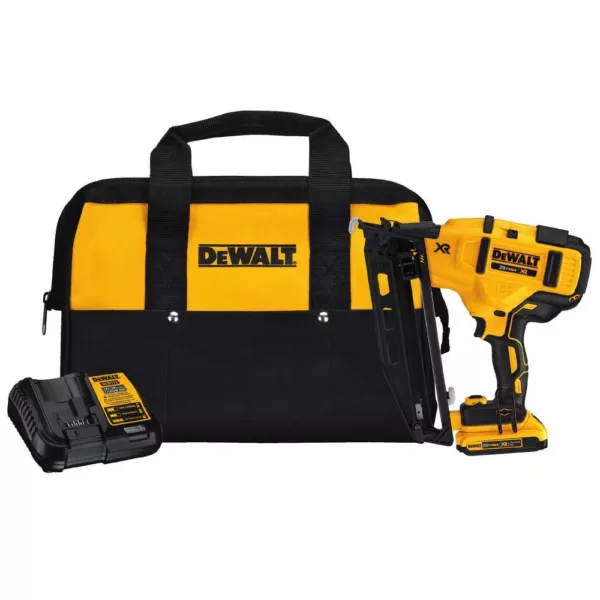 DEWALT 20-Volt Max 16-Gauge Cordless Angled Finish Nailer Kit with Bonus Lithium-Ion Compact Battery Pack 2.0Ah