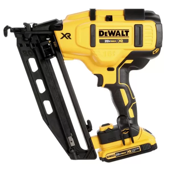 DEWALT 20-Volt Max 16-Gauge Cordless Angled Finish Nailer Kit with Bonus Lithium-Ion Compact Battery Pack 2.0Ah