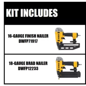 DEWALT Pneumatic 16-Gauge 2-1/2 in. Nailer with Bonus 18-Gauge Pneumatic Brad Nailer