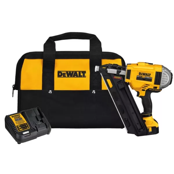 DEWALT 20-Volt MAX XR Lithium-Ion Cordless Brushless 2-Speed 30 Degree Framing Nailer Kit w/ Battery 4Ah and Bonus 5Ah Battery