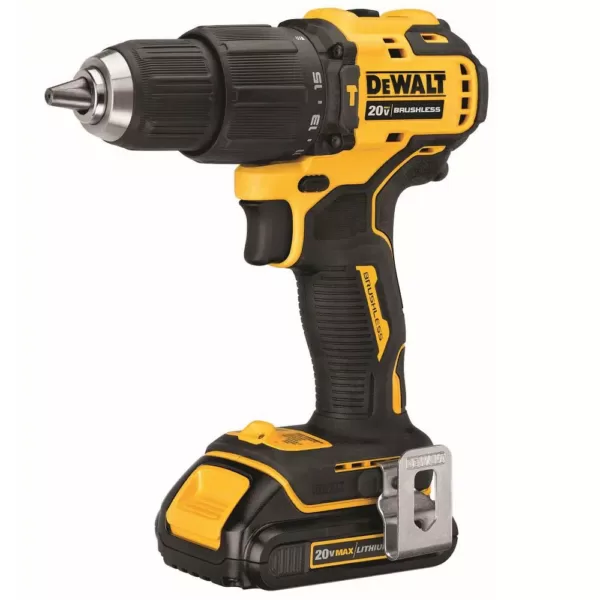 DEWALT ATOMIC 20-Volt MAX Cordless Brushless Compact 1/2 in. Hammer Drill, (2) 20-Volt 1.3Ah & (1) 20-Volt 5.0Ah Batteries