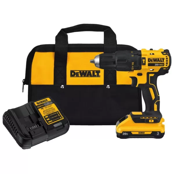 DEWALT 20-Volt MAX Cordless Brushless 1/2 in. Hammer Drill, (1) 20-Volt 3.0Ah Battery, Charger, and 20-Volt Adaptor