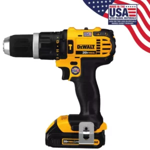 DEWALT 20-Volt MAX Cordless Compact 1/2 in. Hammer Drill/Driver with (2) 20-Volt 1.3Ah Batteries, Charger & Bag