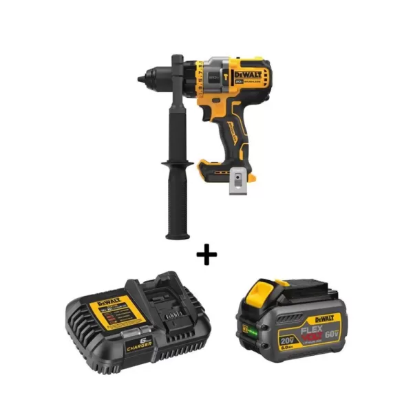 DEWALT 20-Volt MAX Cordless Brushless 1/2 in. Hammer Drill/Driver with FLEXVOLT ADVANTAGE with (1) FLEXVOLT 6.0Ah Battery Kit