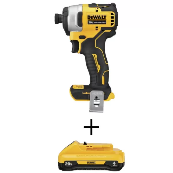 DEWALT ATOMIC 20-Volt MAX Cordless Brushless Compact 1/4 in. Impact Driver with (1) 20-Volt 4.0Ah Battery