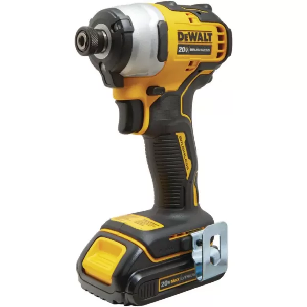 DEWALT ATOMIC 20-Volt MAX Cordless Brushless Compact 1/4 in. Impact Driver, (1) 20-Volt 1.3Ah Battery, Charger & Bag