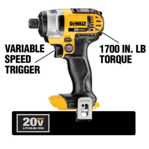 DEWALT 20-Volt MAX Lithium-Ion Cordless 1/4 in. Impact Driver (Tool-Only) with 20-Volt MAX Compact Li-Ion 3.0 Ah Battery Pack