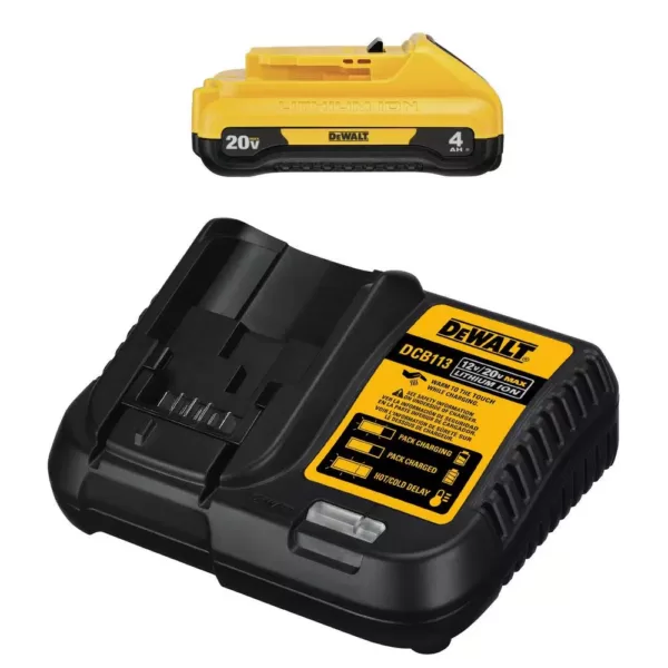 DEWALT 20-Volt MAX Cordless 1/4 in. Impact Driver, (1) 20-Volt 4.0Ah Battery & Charger