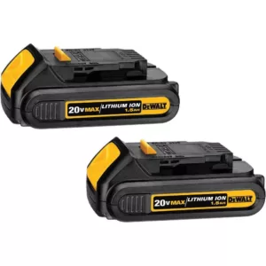 DEWALT 20-Volt MAX Cordless 1/4 in. Impact Driver, (2) 20-Volt 1.3Ah Batteries, Charger & Bag