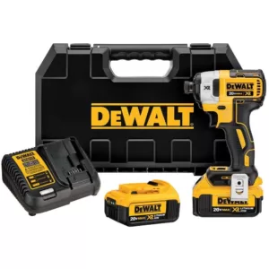 DEWALT 20-Volt MAX XR Cordless Brushless 3-Speed 1/4 in. Impact Driver, (2) 20-Volt 4.0Ah Batteries & (1) 20-Volt 5.0Ah Battery