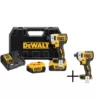 DEWALT 20-Volt MAX XR Lithium-Ion Cordless Brushless 1/4 in. Impact Driver, 2 Batteries 4 Ah, Charger, and Free Impact Driver