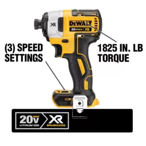 DEWALT 20-Volt MAX XR Cordless Brushless 3-Speed 1/4 in. Impact Driver, (1) 20-Volt 5.0Ah Battery & 5 in. Random Orbital Sander